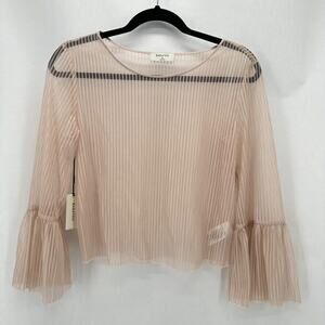 NWT Aritzia Babaton Humbert Blouse Womens XS Sheer Lace Mesh Pink Coquette Boho
